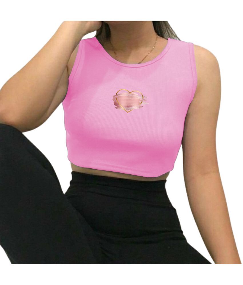     			fashion and youth Pink Cotton Blend Women's Crop Top ( Pack of 1 )