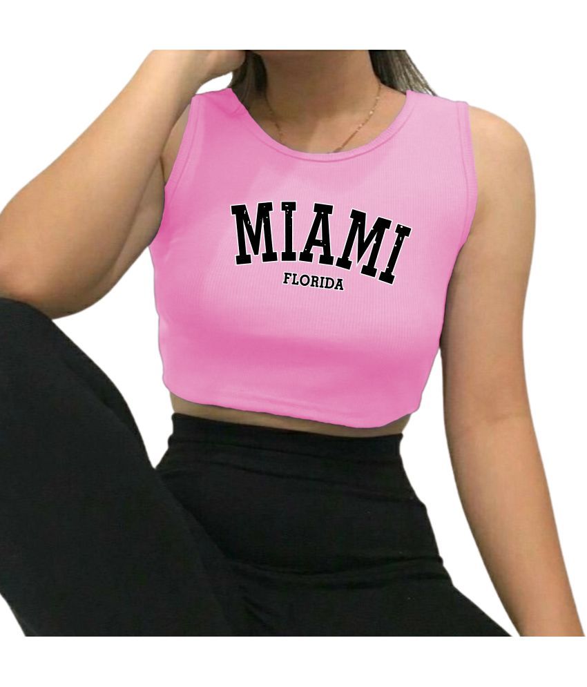     			fashion and youth Pink Cotton Blend Women's Crop Top ( Pack of 1 )