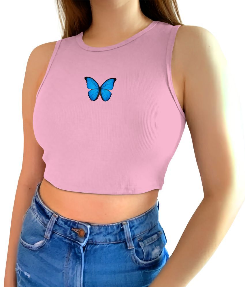     			fashion and youth Pink Cotton Blend Women's Crop Top ( Pack of 1 )