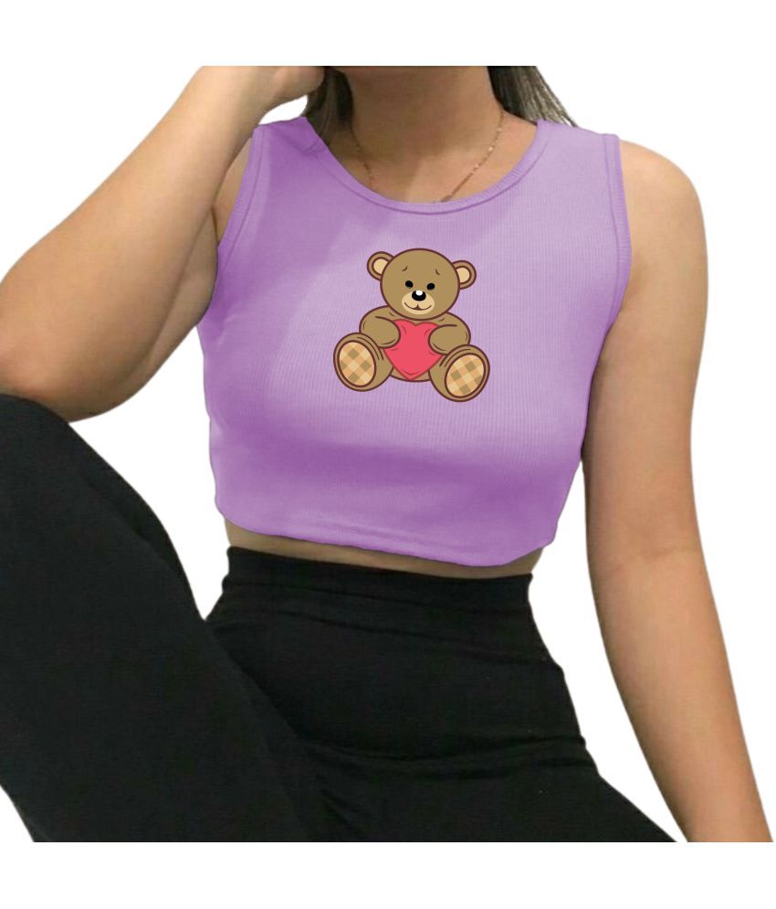     			fashion and youth Purple Cotton Blend Women's Crop Top ( Pack of 1 )