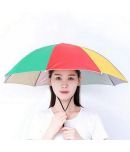 Infispace Headwear Cap Umbrella Multi Color Soft Durable, Adjustable Elastic, (21) Size Fits All Ages Plastic Hat Cap Umbrella for Kids, Men/Women and Adults Rain Protection Headwear Hat Umbrella (Multi) Pack of 1