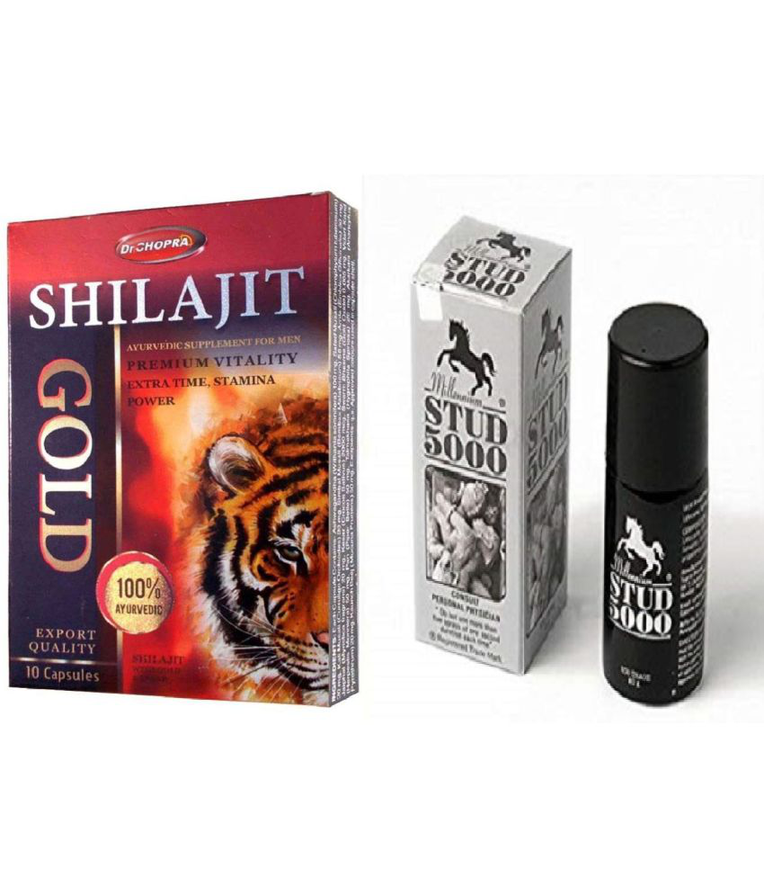     			Ayurvedic Shilajit 10 Capsules And Millennium Stud 5000 Lubricant Delay Spray - Enhance Your Intimate Moments