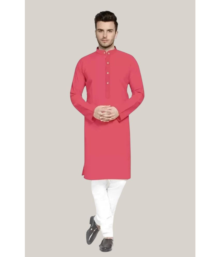     			Balaji's Light Pink Cotton Blend Regular Fit Men's Kurta Pyjama Set ( Pack of 1 )