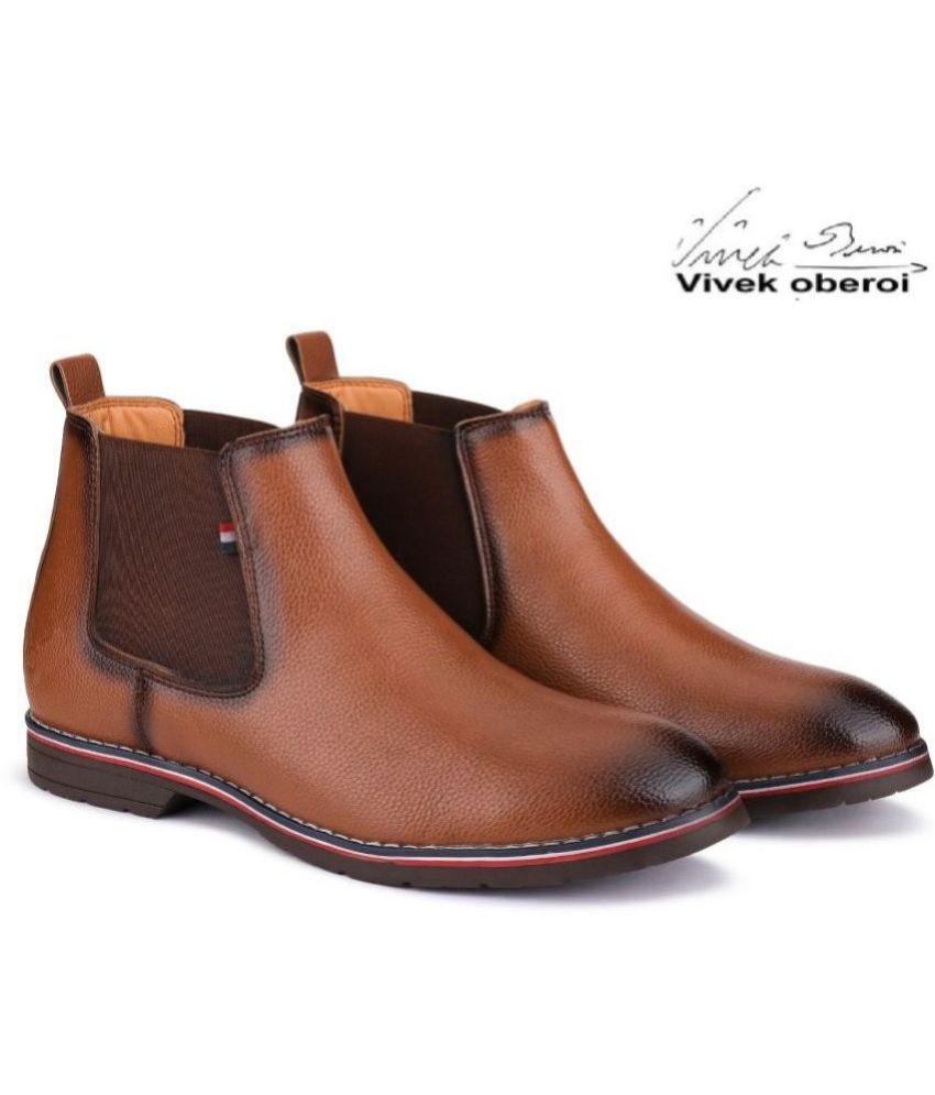     			Bersache Tan Men's Chelsea Boots