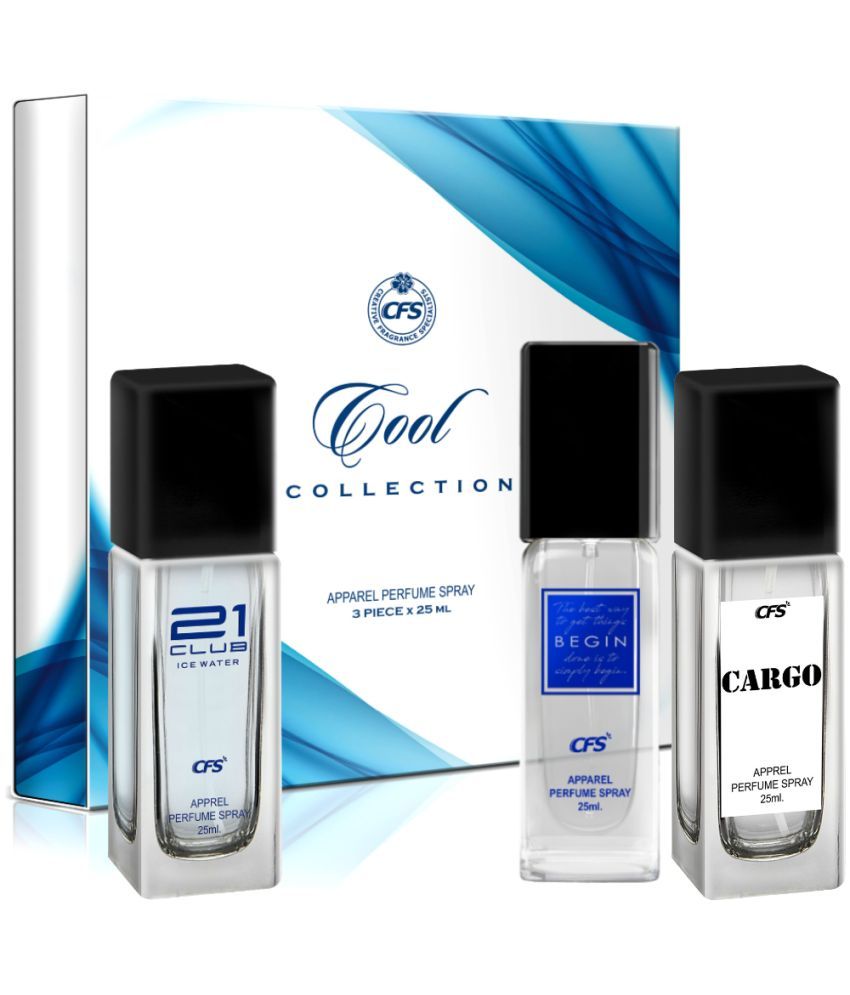     			CFS Cool Collection Unisex Perfume Gift Set Ice Water, Begin Blue, Cargo White 25ml Each