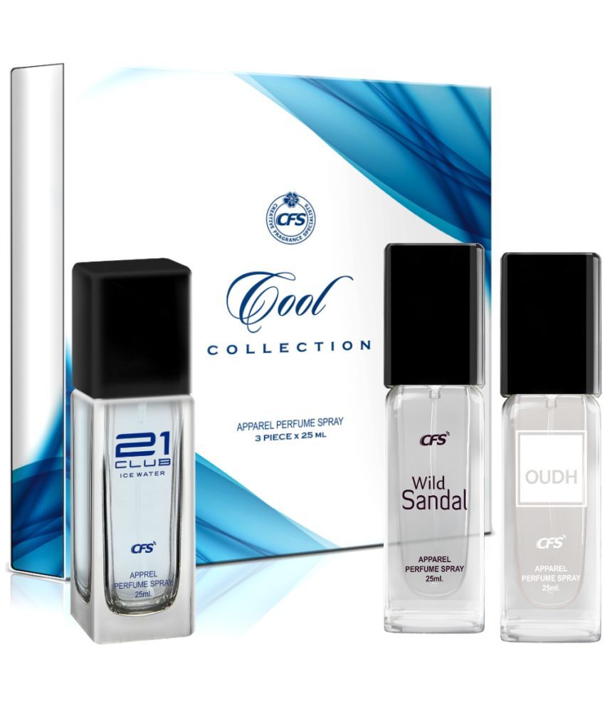     			CFS Cool Collection Unisex Perfume Gift Set Ice Water, Wild Sandal, Oudh White 25ml Each