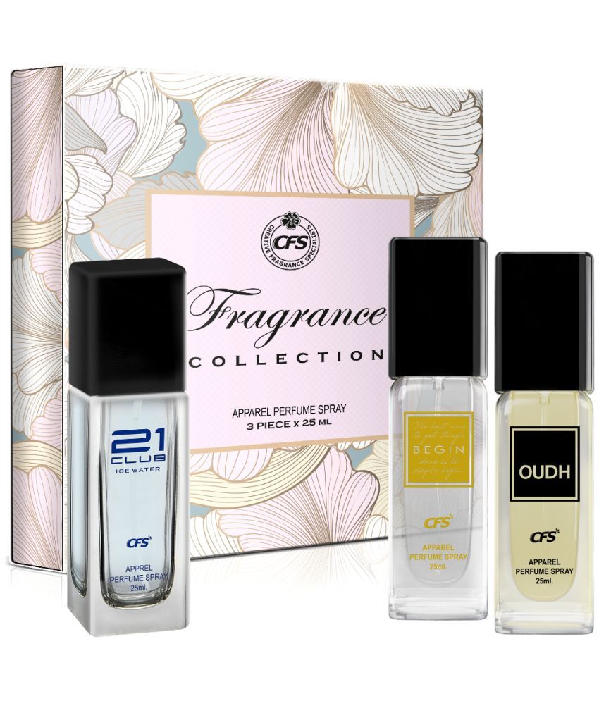     			CFS Fragrance Collection Unisex Perfume Gift Set Ice Water, Begin Gold, Oudh Black 25ml Each