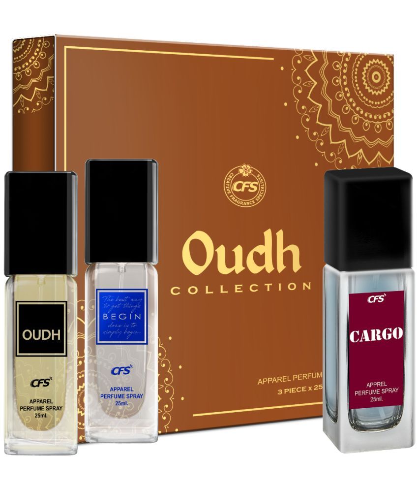     			CFS Oudh Collection Unisex Perfume Gift Set Oudh Black, Begin Blue, Cargo Blue 25ml Each