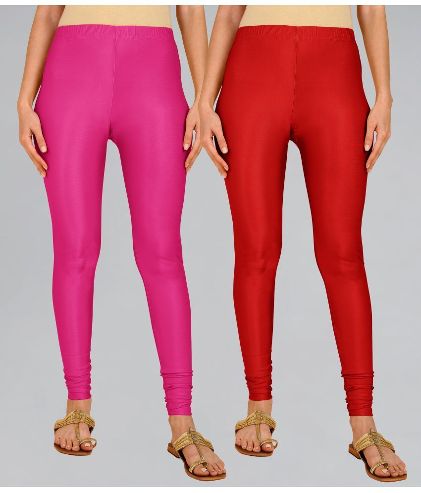     			Colorscube - Red,Pink Lycra Women's Churidar ( Pack of 2 )