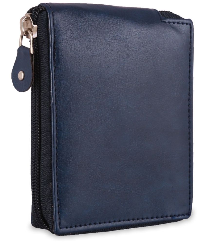     			Eugenie Club Blue Leather Men's Zip Around Wallet ( Pack of 1 )