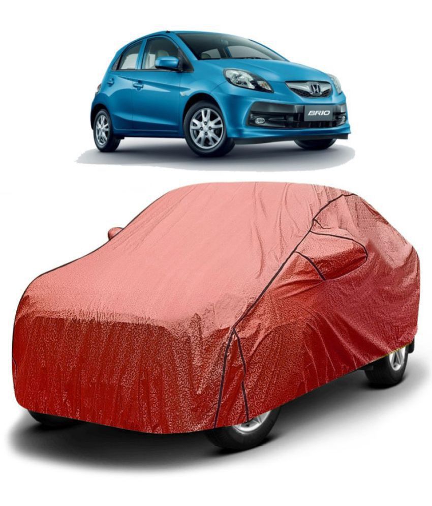     			GOLDKARTZ Car Body Cover for Honda Brio With Mirror Pocket ( Pack of 1 ) , Red