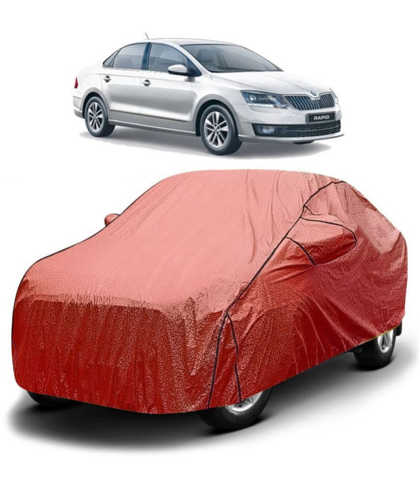     			GOLDKARTZ Car Body Cover for Skoda Rapid With Mirror Pocket ( Pack of 1 ) , Red