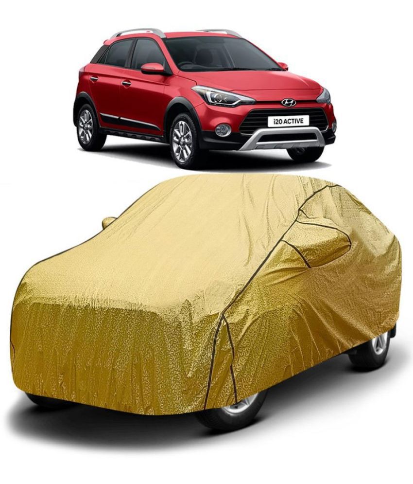     			GOLDKARTZ Car Body Cover for Hyundai i20 Active With Mirror Pocket ( Pack of 1 ) , Golden