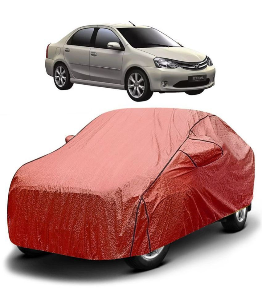     			GOLDKARTZ Car Body Cover for Toyota Etios With Mirror Pocket ( Pack of 1 ) , Red