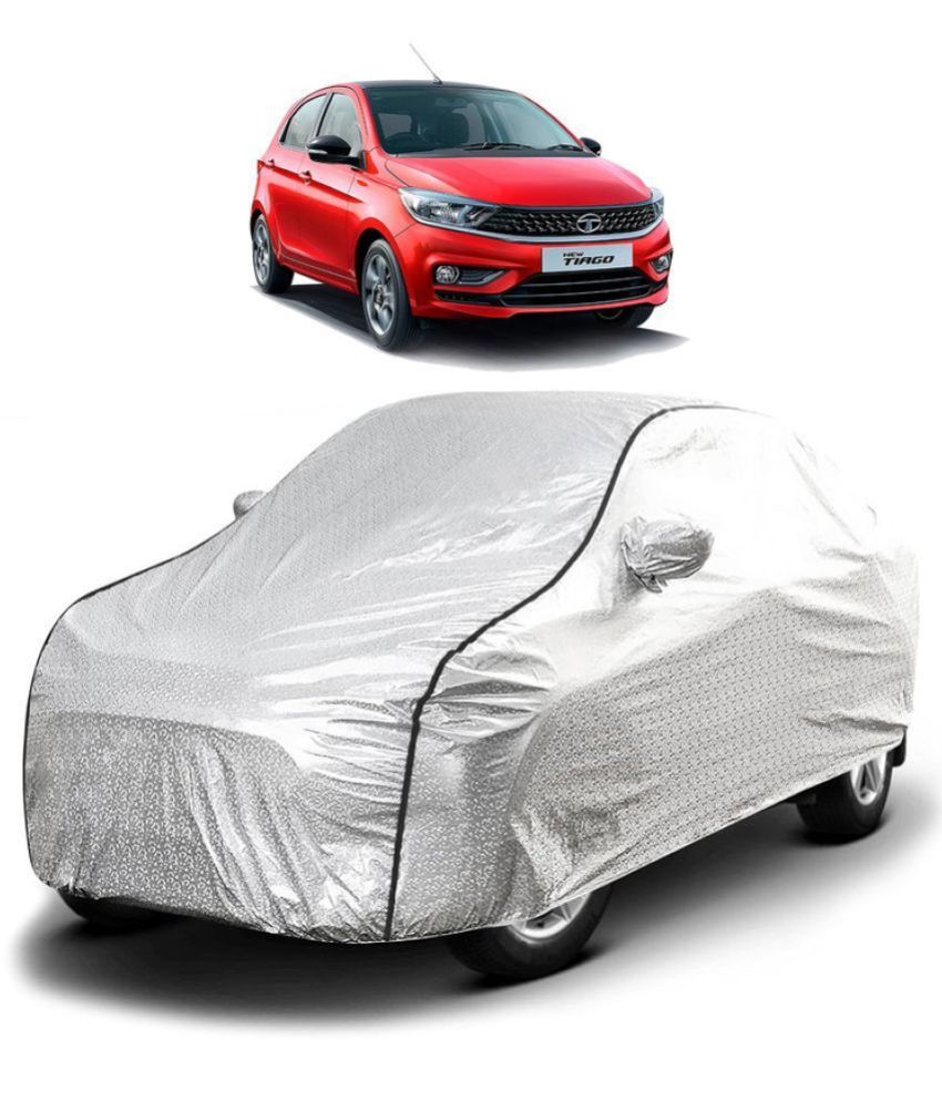     			GOLDKARTZ Car Body Cover for Tata Tiago With Mirror Pocket ( Pack of 1 ) , Silver