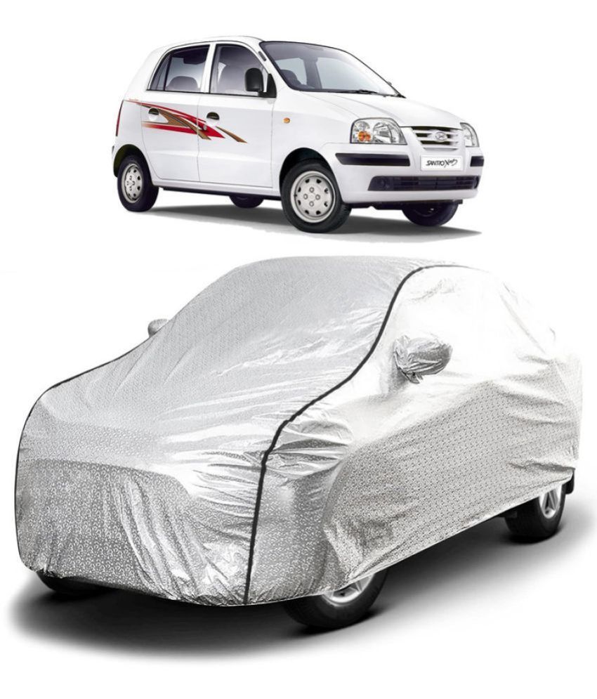     			GOLDKARTZ Car Body Cover for Hyundai Santro Xing With Mirror Pocket ( Pack of 1 ) , Silver