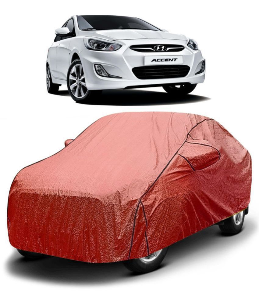     			GOLDKARTZ Car Body Cover for Hyundai Accent With Mirror Pocket ( Pack of 1 ) , Red