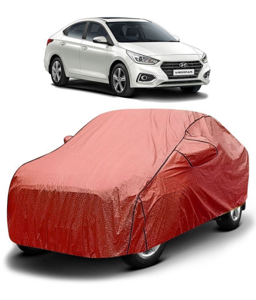     			GOLDKARTZ Car Body Cover for Hyundai Verna With Mirror Pocket ( Pack of 1 ) , Red