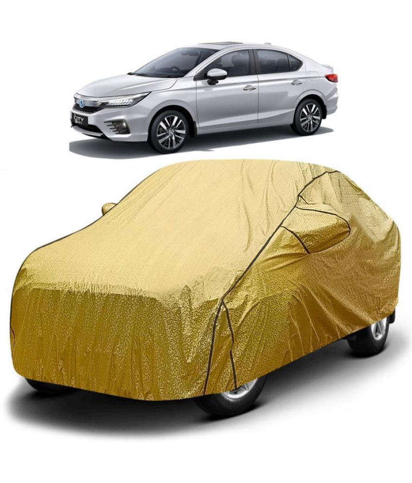     			GOLDKARTZ Car Body Cover for Honda City With Mirror Pocket ( Pack of 1 ) , Golden