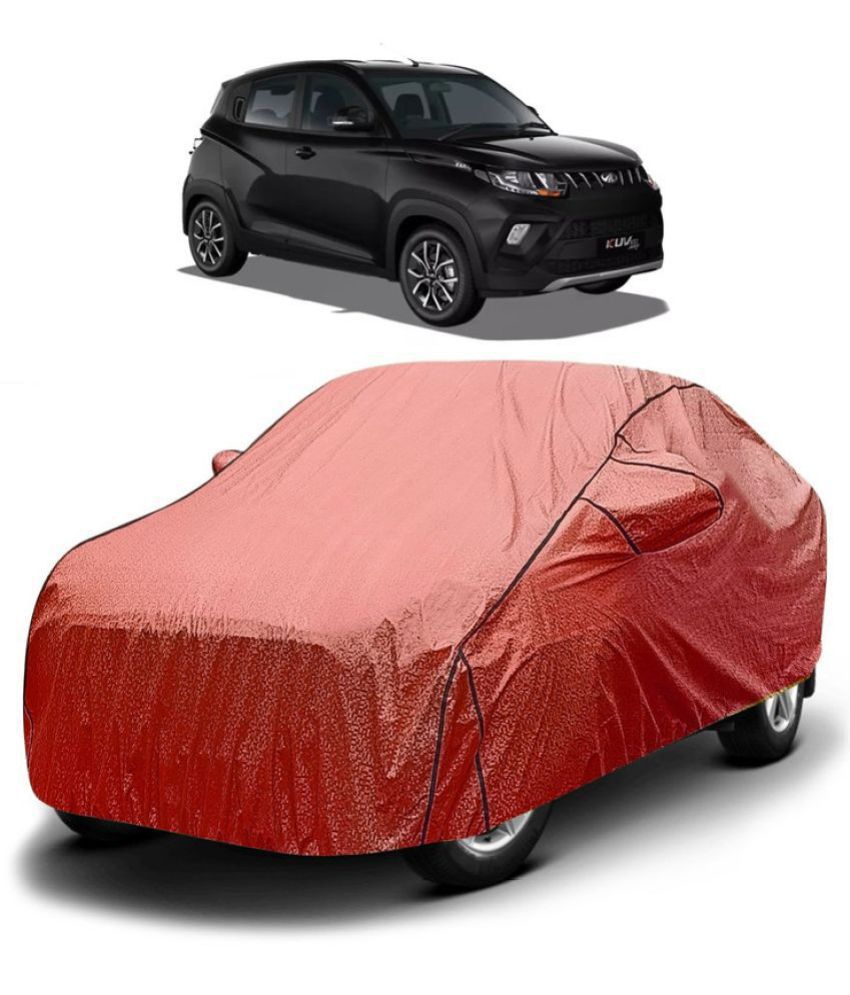     			GOLDKARTZ Car Body Cover for Mahindra KUV 1OO With Mirror Pocket ( Pack of 1 ) , Red