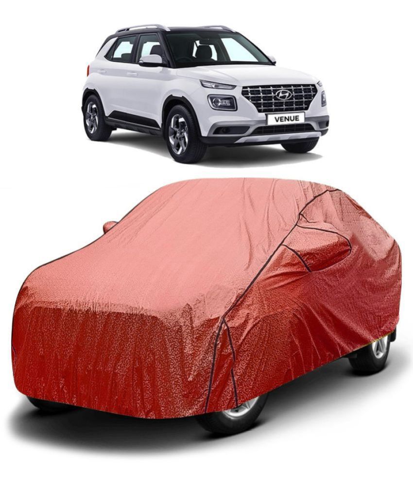     			GOLDKARTZ Car Body Cover for Hyundai All Car Models With Mirror Pocket ( Pack of 1 ) , Red