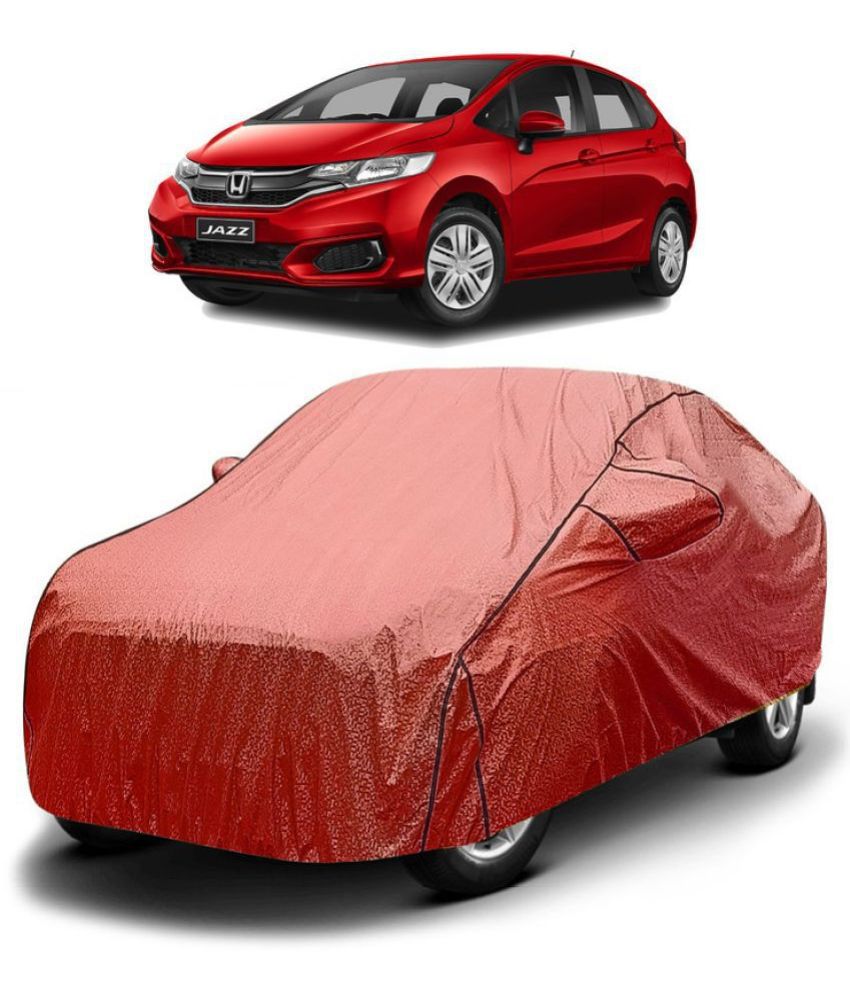     			GOLDKARTZ Car Body Cover for Honda Jazz With Mirror Pocket ( Pack of 1 ) , Red