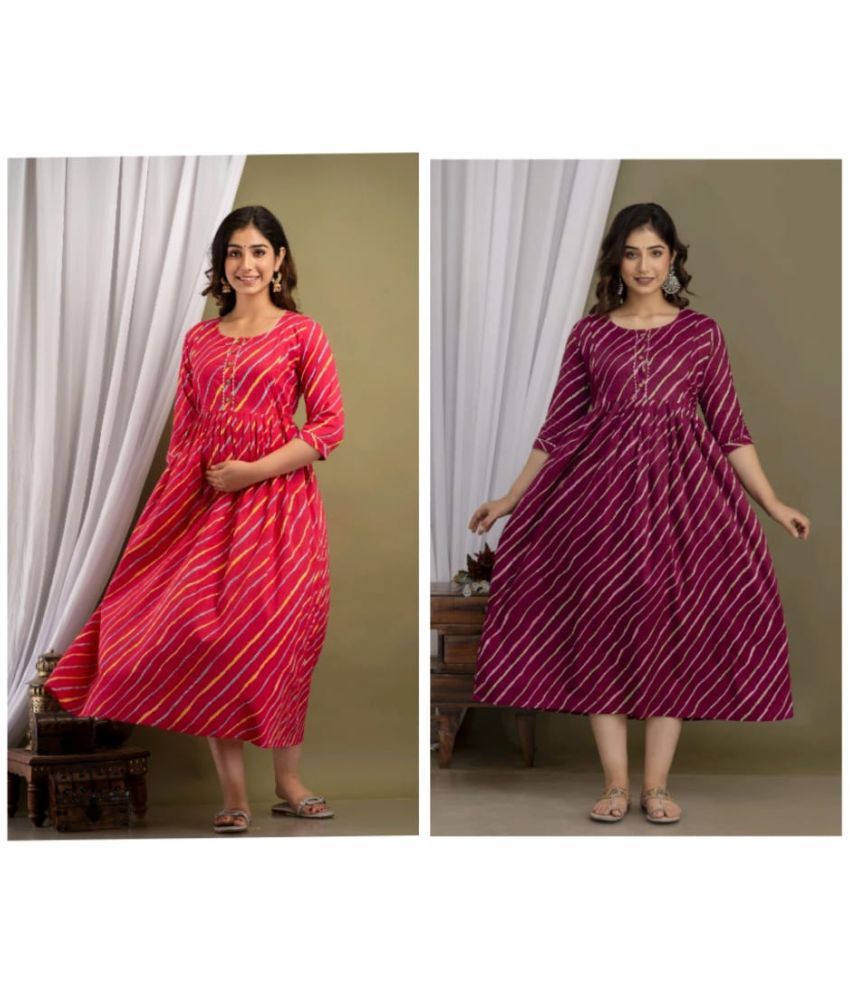     			Nevisha Style Multi Color Cotton Maternity Kurta Pack of 2