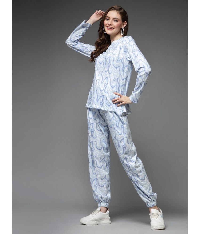     			NightBlue White Crepe Women's Nightwear Nightsuit Sets ( Pack of 1 )