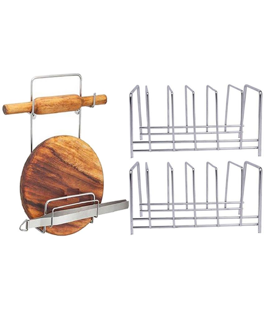     			OC9 Silver Stainless Steel Storage Racks ( Pack of 3 )