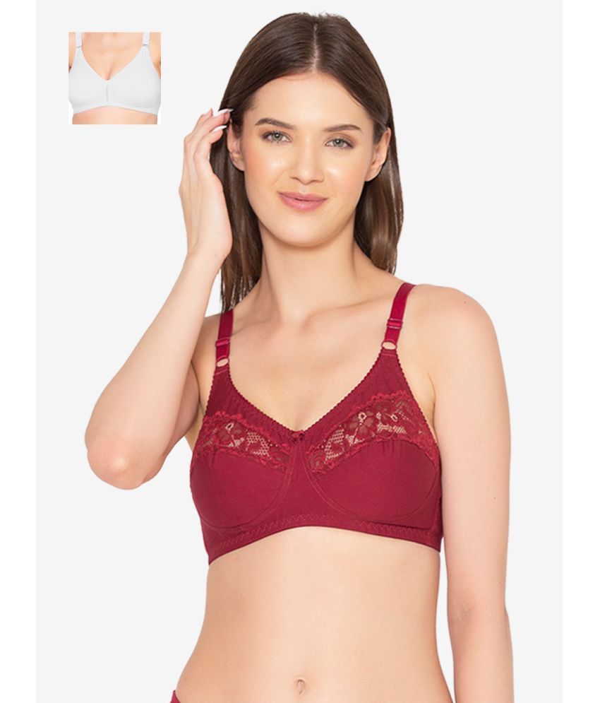     			Paris Beauty Pack of 2 Cotton Blend Non Padded Women's T-Shirt Bra ( Multicolor ) BR017-WHITE-BR001-MAROON-PO2