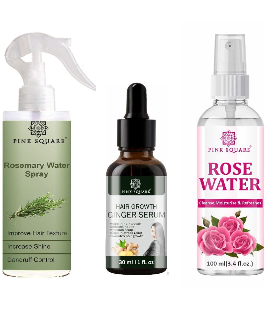     			Rosemary water Hair Spray for Hair Regrowth (100ml) & Hair Growth Ginger Serum for Reduce Hair Fall (30ml) & Rose Water (100ml) Combo of 3