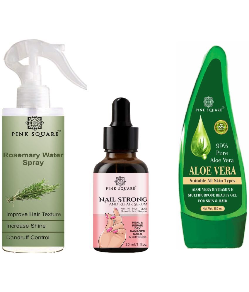     			Rosemary water Hair Spray for Hair Regrowth (100ml), Nail Strong and Repair Serum for Repair Nail (30ml) & Aloe vera Gel (100ml) Combo of 3