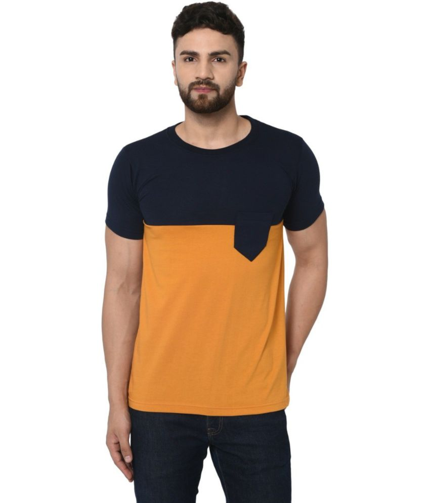     			The Mini NEEDLE Cotton Slim Fit Colorblock Half Sleeves Men's T-Shirt - Yellow ( Pack of 1 )