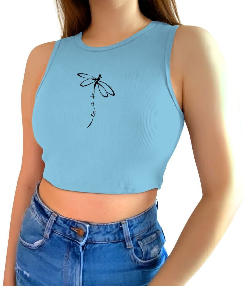     			fashion and youth Light Blue Cotton Blend Women's Crop Top ( Pack of 1 )