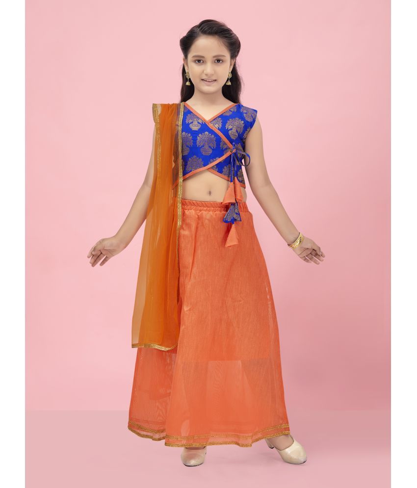     			Aarika Blue Silk Girls Lehenga Choli Set ( Pack of 1 )