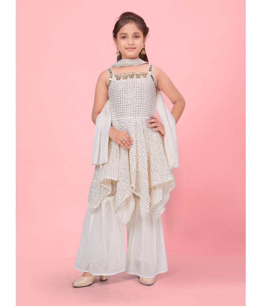     			Aarika Cream Georgette Girls Kurta and Sharara Set ( Pack of 1 )