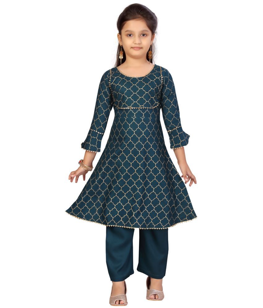     			Aarika Green Cotton Girls Kurta and Trousers Set ( Pack of 1 )