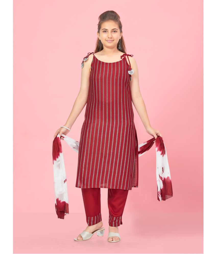     			Aarika Maroon Rayon Girls Kurta and Pant Set ( Pack of 1 )