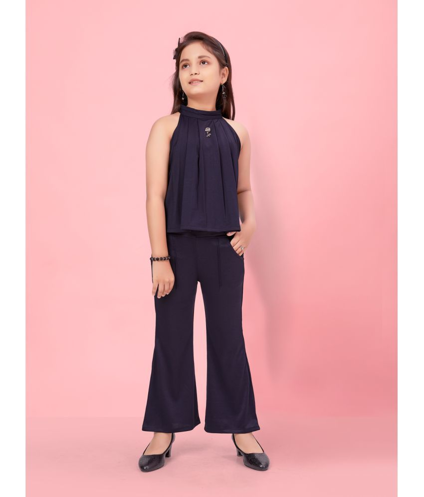     			Aarika Navy Blue Cotton Blend Girls Top With Pants ( Pack of 1 )