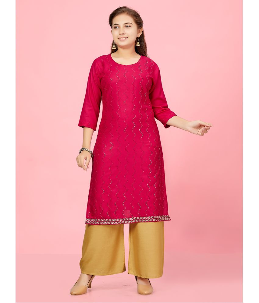     			Aarika Pink Cotton Girls Kurta and Trousers Set ( Pack of 1 )