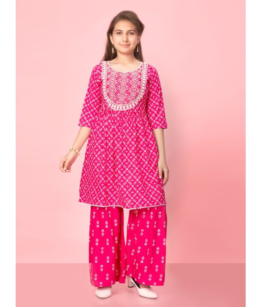     			Aarika Pink Cotton Girls Kurta and Sharara Set ( Pack of 1 )