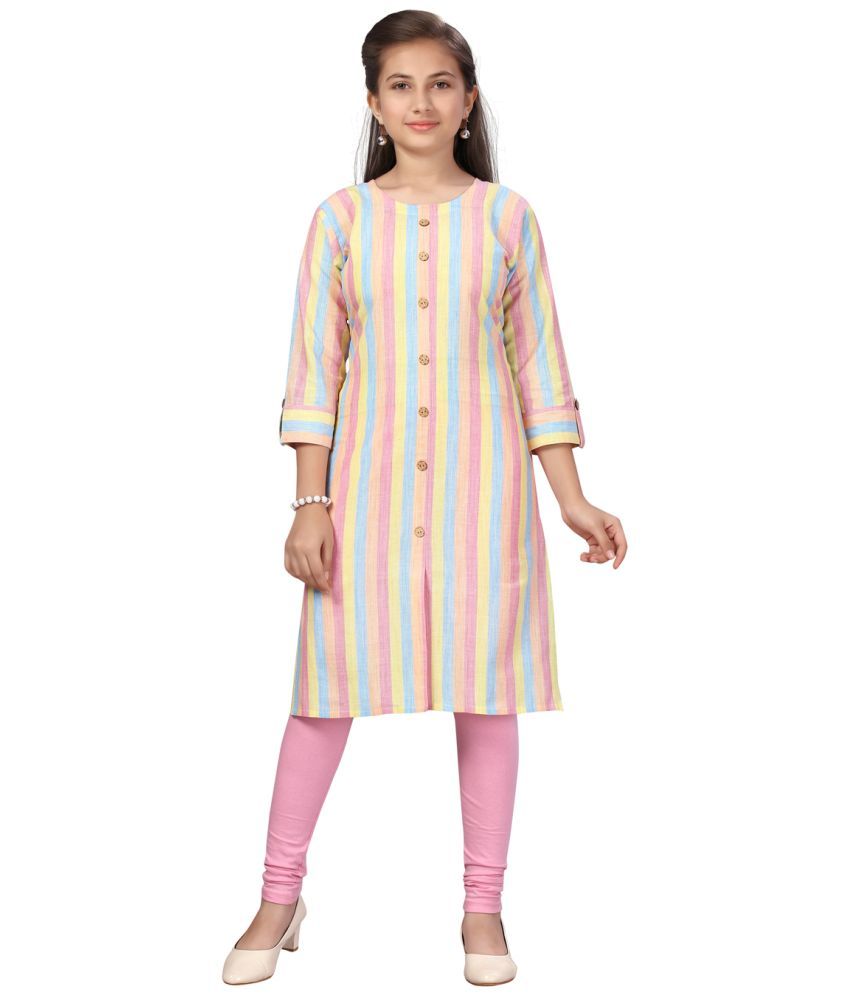     			Aarika Pink Cotton Girls Kurti Legging Set ( Pack of 1 )