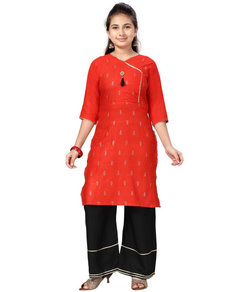     			Aarika Red Cotton Girls Kurti ( Pack of 1 )