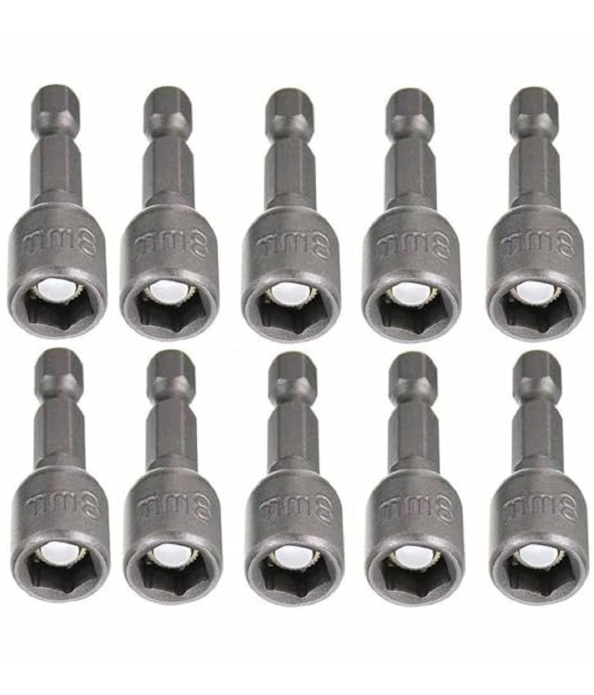    			Chrome Vanadium Steel Hex Magnetic Power 8Mm 5/16 Socket Adapter Drill Bit|Nut Driver Set 1/4 Inch Hex For Power Tools, 10-Piece