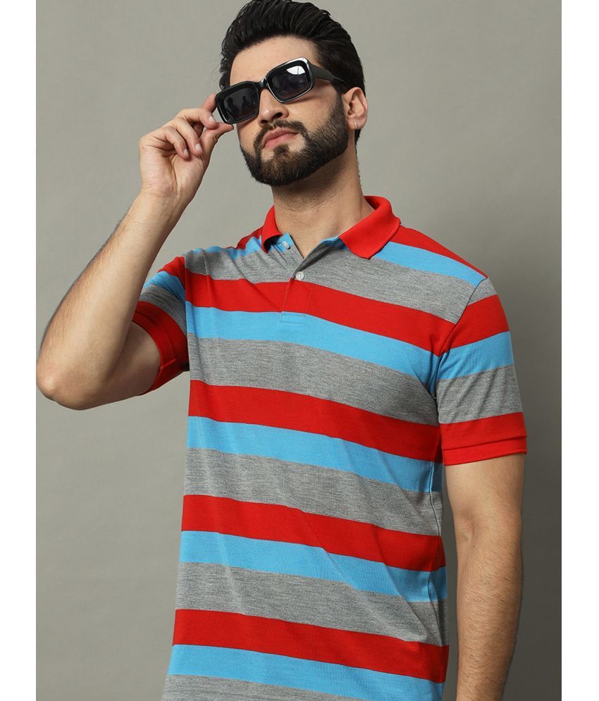     			GET GOLF Pack of 1 Cotton Blend Regular Fit Striped Half Sleeves Men's Polo T Shirt ( Red )