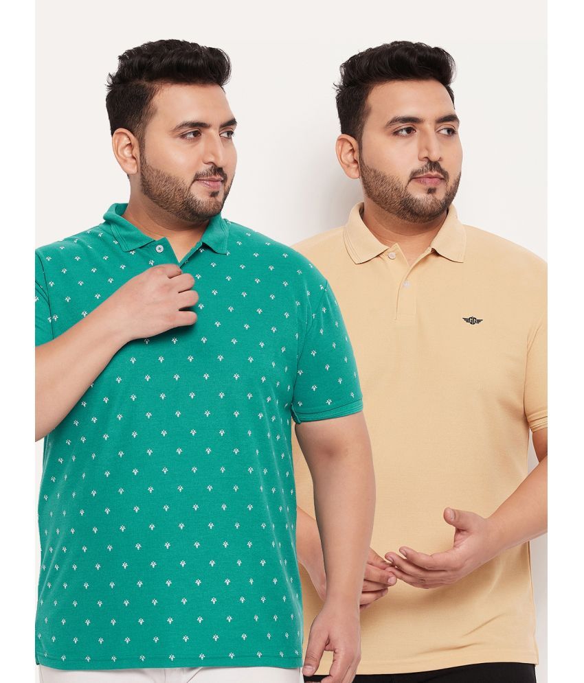     			GET GOLF Cotton Blend Regular Fit Printed Half Sleeves Men's Polo T Shirt - Green ( Pack of 2 )