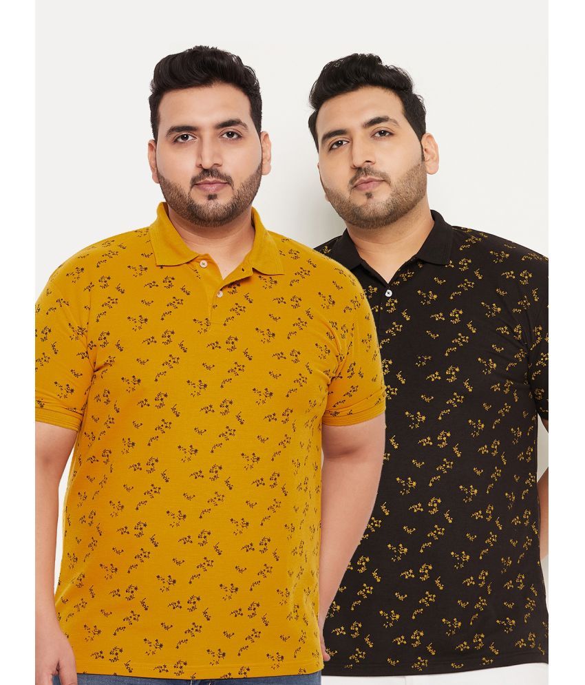     			GET GOLF Cotton Blend Regular Fit Printed Half Sleeves Men's Polo T Shirt - Mustard ( Pack of 2 )