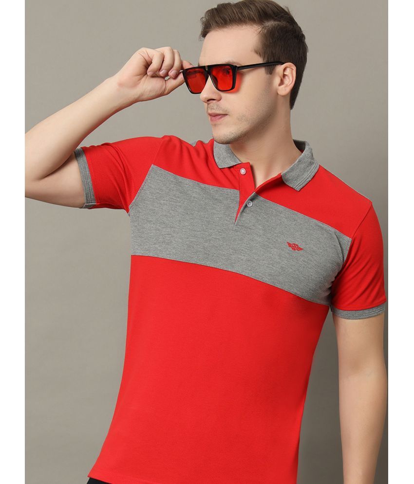     			GET GOLF Cotton Blend Regular Fit Colorblock Half Sleeves Men's Polo T Shirt - Red ( Pack of 1 )