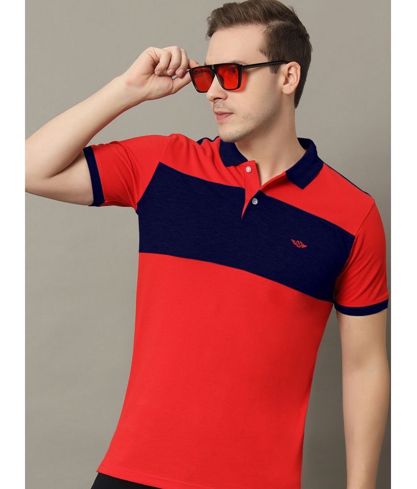     			GET GOLF Cotton Blend Regular Fit Colorblock Half Sleeves Men's Polo T Shirt - Red ( Pack of 1 )