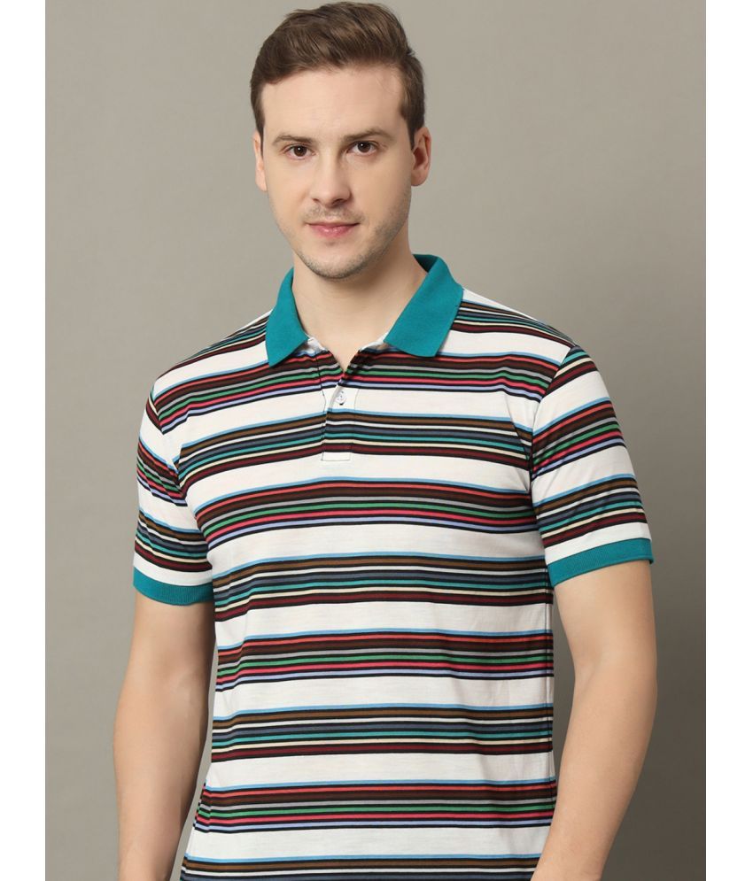     			GET GOLF Cotton Blend Regular Fit Striped Half Sleeves Men's Polo T Shirt - Green ( Pack of 1 )